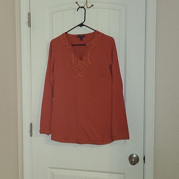 Lands’ End Orange embroidery top - Picture 1 of 4